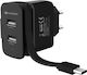Platinet Charger with 2 USB-A Ports and Cable USB-C Blacks (OMO10461)