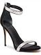 Guess Women's Sandals with Strass & Ankle Strap Black with Thin High Heel