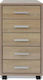 Office Storage Chipboard Drawer with Wheels & 5 Drawers Δρυς L33xW38xH63cm