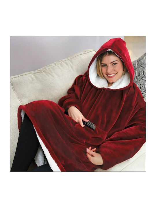 Huggle Plush Blanket Velvet with Sleeves 70x90cm with Sleeves Red