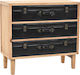 Chest of Drawers of Solid Wood with 3 Drawers Black 80x36x75cm