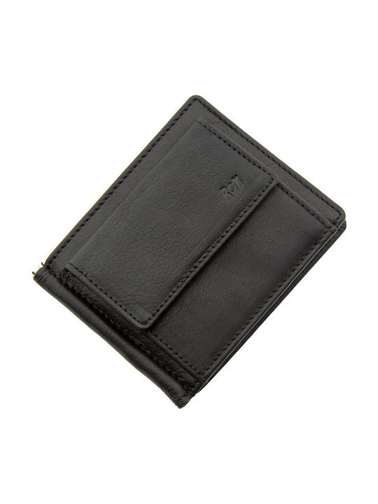 Leather wallet with metallic plate Rcm Z23-Black