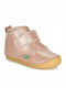 Kickers Sabio Kids Leather Anatomic Boots with Hoop & Loop Closure Pink