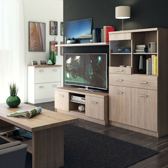Unitate TV pentru sufragerie Top Mix Sonoma cu vitrină L200xA42xÎ150buc