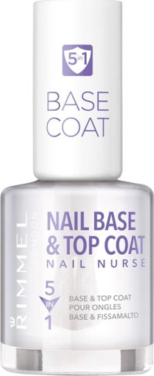 Rimmel 5 in 1 Top Coat / Base Coat για Απλά Βερνίκια 12ml
