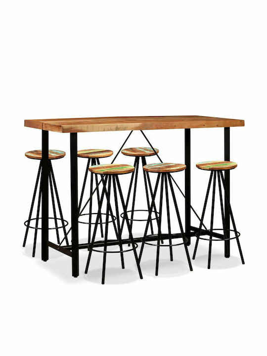 Garden & Outdoor Furniture Sets Bar Set 7 Pieces Solid Acacia Wood / Recycled Wood