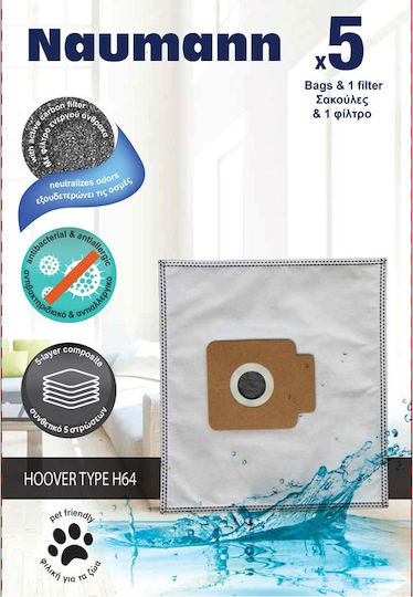 Naumann Hoover Type H64 Σακούλες Σκούπας 5τμχ Συμβατή με Σκούπα Hoover