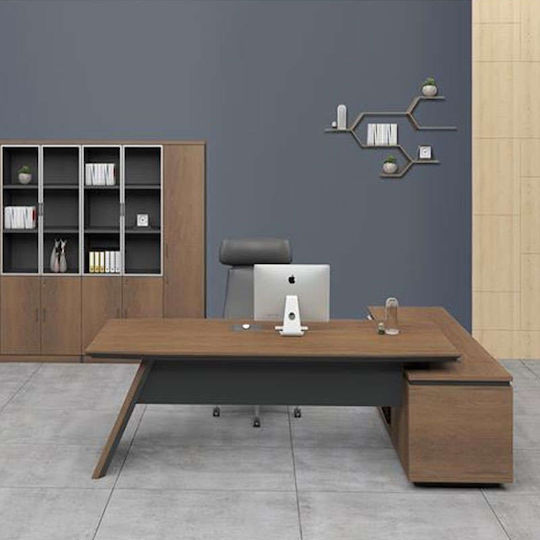 Γωνιακό Επαγγελματικό Γραφείο Proline 240x200x76εκ. Καφέ