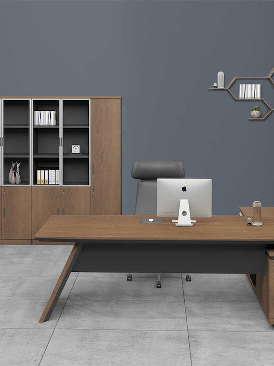 Ecke Professionelles Büro Proline Holz Dark Walnut / Black 200x200x76cm