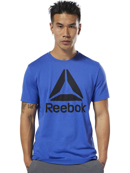 Reebok QQR Stacked Мъжко Спортно Тениска с Къс Ръкав Син