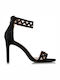 Suede Women's Sandals with Thin High Heel In Black Colour