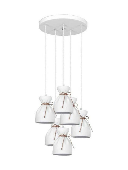 Luma Pendant Light White Bell for 6 Bulbs E14, E.14 40cm