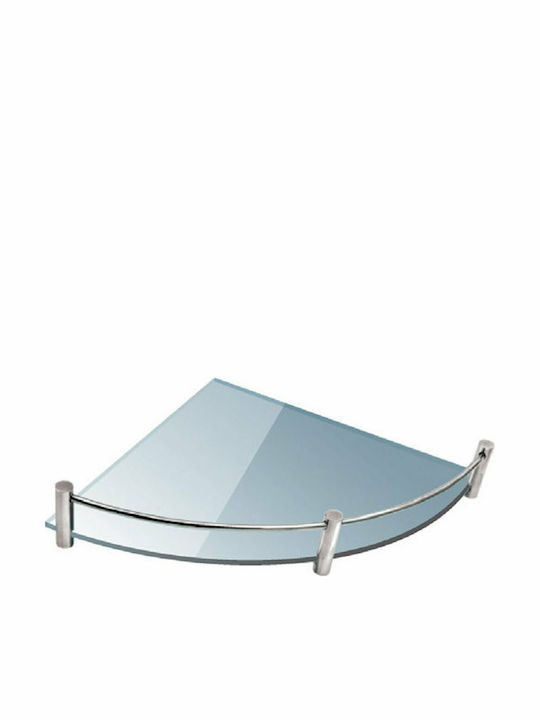 Karag Mensole Corner Wall Mounted Bathroom Shelf Glass with 1 Shelf 20x20x4cm