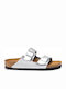 Arizona Birko Flor Women's Flat Sandals Anatomic in Silver Color Narrow Fit