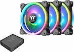 Thermaltake Riing Trio 12 RGB Radiator Fan TT Premium Gehäuselüfter 120mm mit Verbindung 4-Pin PWM 3Stück Schwarz