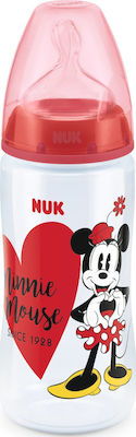 Nuk Sticlă de Plastic pentru Bebeluși First Choice Plus Mickey & Minnie Anti-Colici cu Tetină de Silicon pentru 6-18 luni Red 300ml 1buc 10.741.828