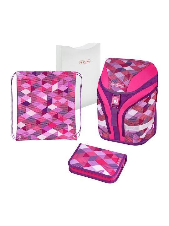 Herlitz Motion Plus Rosa Würfel-Set Schulranzen Rucksack Grundschule, Grundschule in Rosa Farbe