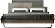 Μορφέας Κρεβάτι Υπέρδιπλο Ξύλινο Σταχτί-Γκρί Ανοιχτό για Στρώμα 160x200cm
