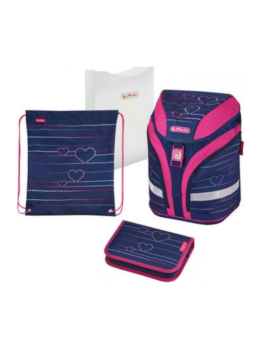 Herlitz Motion Plus Herzschlag-Set Schulranzen Rucksack Grundschule, Grundschule in Blau Farbe