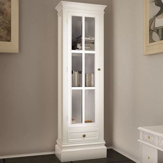 Bodenstehende Wohnzimmer Vitrine aus MDF Weiß Verglast 41x26x147 cm