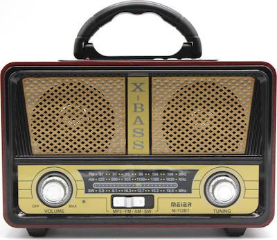 Meier M-U112 Retro Tabletop Radio Electric / Battery with USB Brown