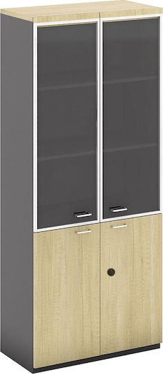 Büroaufbewahrungsschrank Project Holz mit Schloss Sonoma / Grau 80x40x200cm EO969