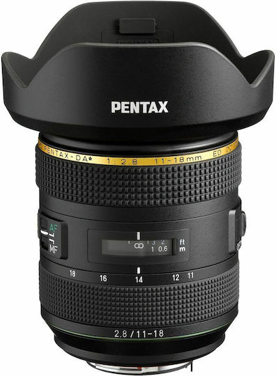 Pentax Crop Φωτογραφικός Φακός HD DA* 11-18mm f/2 8 ED DC AW Ultra-Wide Zoom για Pentax K Mount Μαύρος