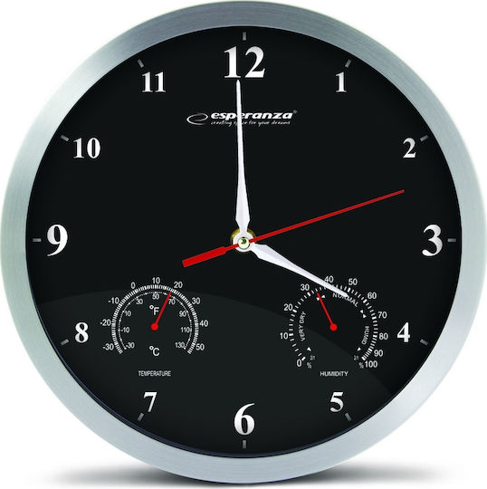Esperanza Washington Silent Wall Clock Plastic Ø30cm Esperanza Washington Silent Wall Clock Plastic Ø30cm
