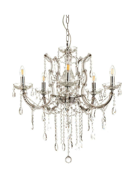 Inlight 5244-6 Chandelier 6xE14 Ø70cm with Candlesticks Chrome Chrome 5244-6-Chrome