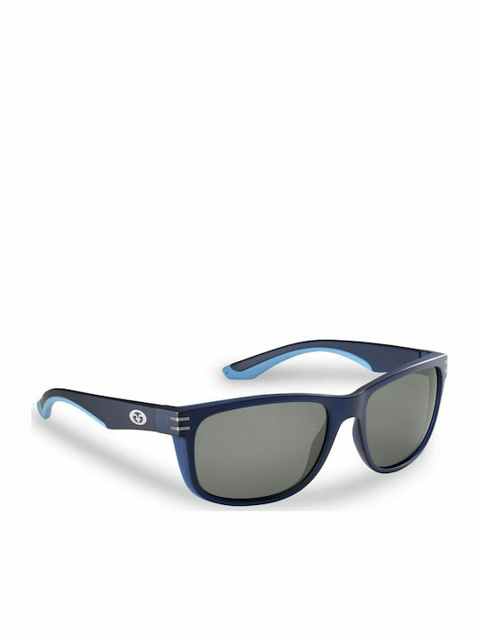 Flying Fisherman Double Header Men's Sunglasses with Navy Blue Plastic Frame and Gray Polarized Lens