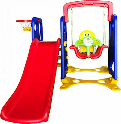 Kidstoys Playground Πλαστική Τσουλήθρα, Κούνια & Δίχτυ DGN03 with Basket 120x39x56cm.