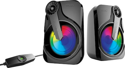 Sonic Gear Titan 2 Computerlautsprecher 2.0 mit RGB-Beleuchtung und Leistung 6W in Schwarz Farbe