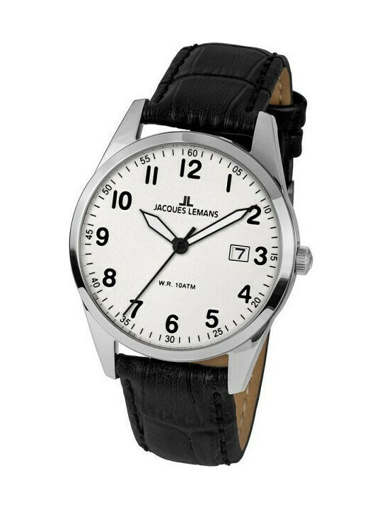 Jacques Lemans Serie 200 Watch Battery with Black Leather Strap
