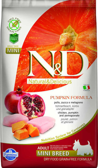Farmina N&D Pumpkin Adult Mini 7kg Dry Food Grain-Free for Adult Small Breed Dogs with Chicken, Pomegranate and Pumpkin