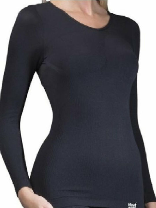 Heat Holders Thermal Vest Γυναικεία Ισοθερμική Μακρυμάνικη Μπλούζα Μαύρη