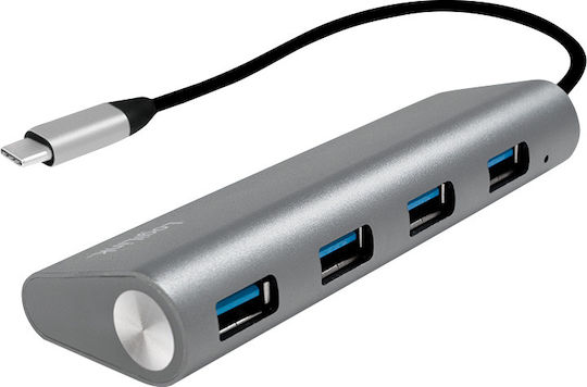 LogiLink Hub 4 Θυρών USB 3.1 με σύνδεση USB-C Γκρι