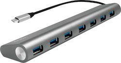 LogiLink USB 3.1 Hub 7 Porturi cu conexiune USB-C Argint