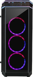 Chieftec Stallion II Gaming Midi Tower Κουτί Υπολογιστή με Πλαϊνό Παράθυρο και RGB Φωτισμό Μαύρο