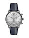 Emporio Armani Aviator Uhr Chronograph Batterie mit Blau Lederarmband