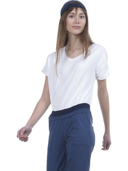 Body Action Women's Summer Blouse Cotton Short Sleeve White