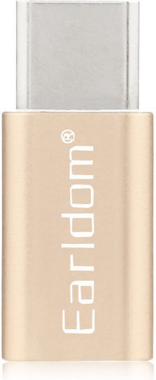 Earldom ET-TC01 Конвертор USB-C Мъжки в Micro USB Женски Златист 1 Брой