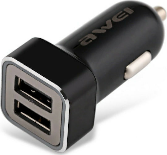 Awei C-200 Зарядно за кола 2.4Спецификация с Портове: 2xUSB Черен Цвят