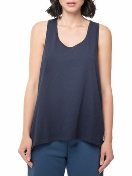 GSA Glory Loose Tank Top 37-28016 Women's Cotton Blouse Sleeveless Blue