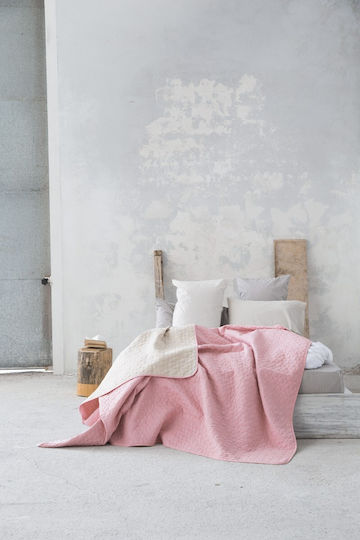 Nima Cerchio Κουβερλί Μονό Βαμβακερό Rouge Pink/Linen 160x240cm