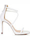 Sante Patent Leather Women's Sandals with Ankle Strap White with Thin High Heel