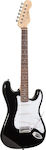 Soundsation Electric Guitar Rider Standard S with SSS Pickups Layout, Tremolo, Rosewood Fretboard in Black