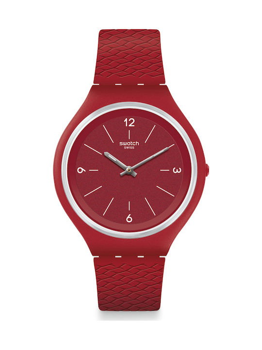 Swatch Skinmarena Uhr mit Burgundisch Kautschukarmband