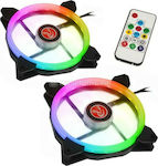 Raijintek IRIS 14 Rainbow RGB Ventilator Carcasă 140mm cu Conexiune 4-Pin PWM 2buc