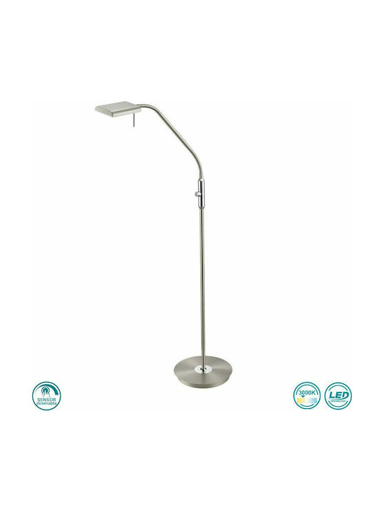 Trio Lighting Bergamo LED Floor Lamp H162xW50cm. with Warm White Light Silver