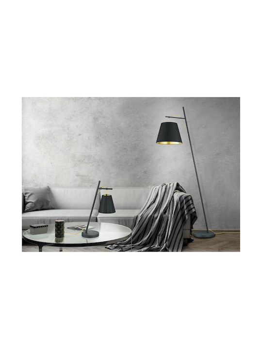 Trio Lighting Andreus Metall Tischlampe für Fassung E14 mit Schwarz Schirm und Basis